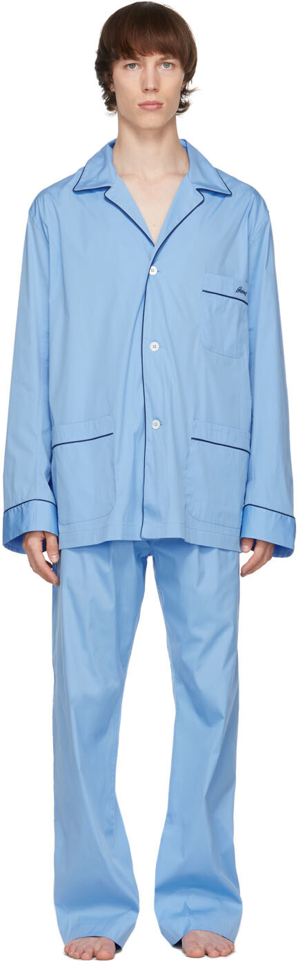 

Синяя пижама с вышитым логотипом Brioni