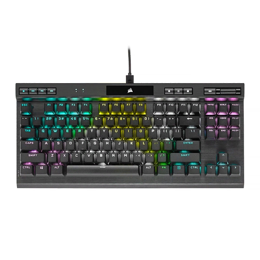 Игровая клавиатура Corsair K70 RGB TKL, проводная, механическая, CORSAIR OPX RGB, английская клавиатура, чёрный