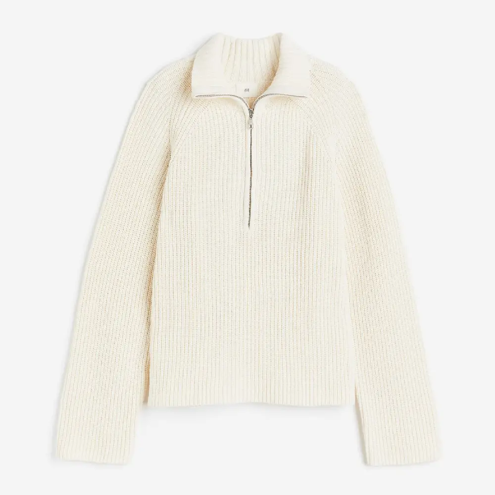 

Свитер H&M Rib-knit Half-zip, кремовый