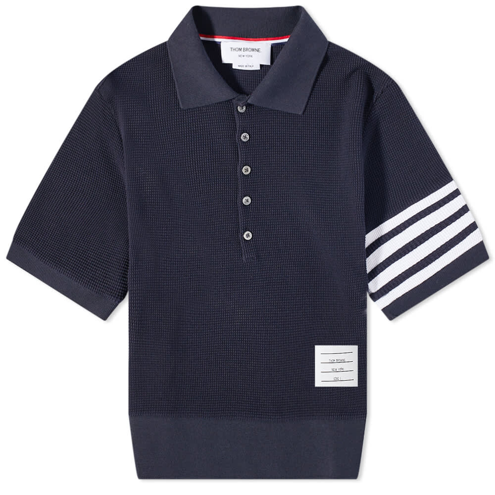 

Футболка Thom Browne 4 Bar Striped Waffle Polo, Серый