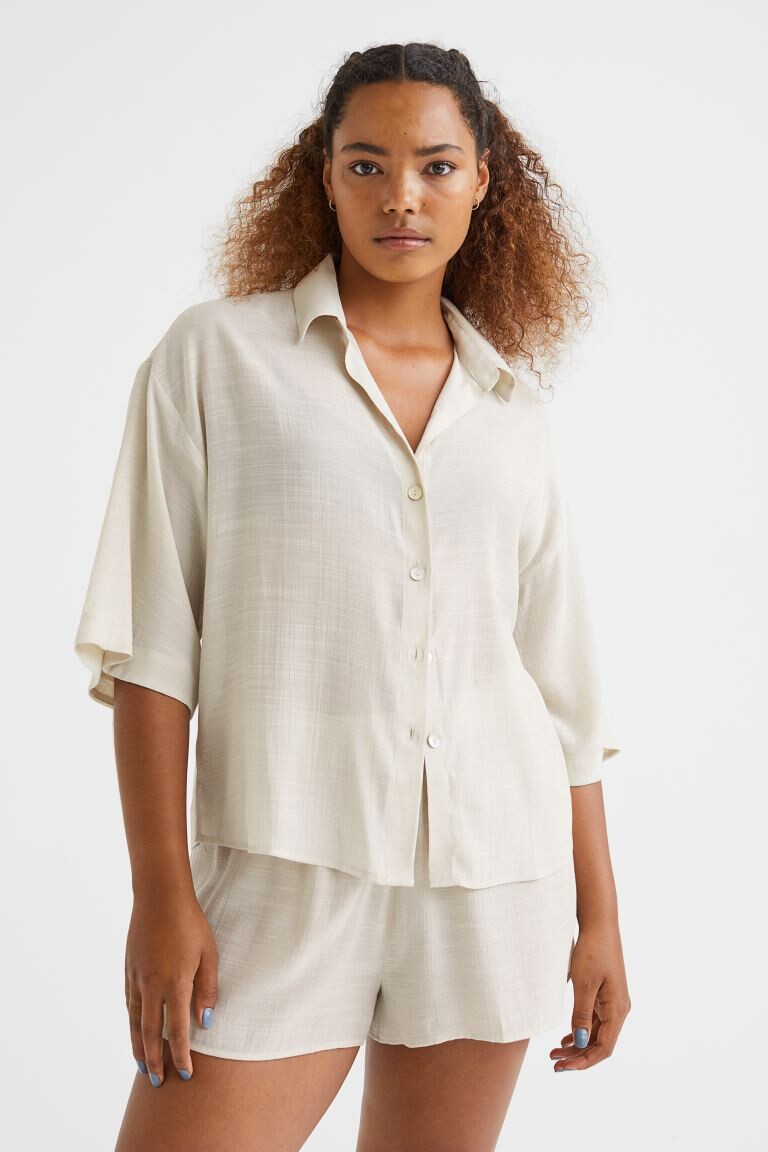 

Пляжная рубашка из крепа H&M, светло-бежевый