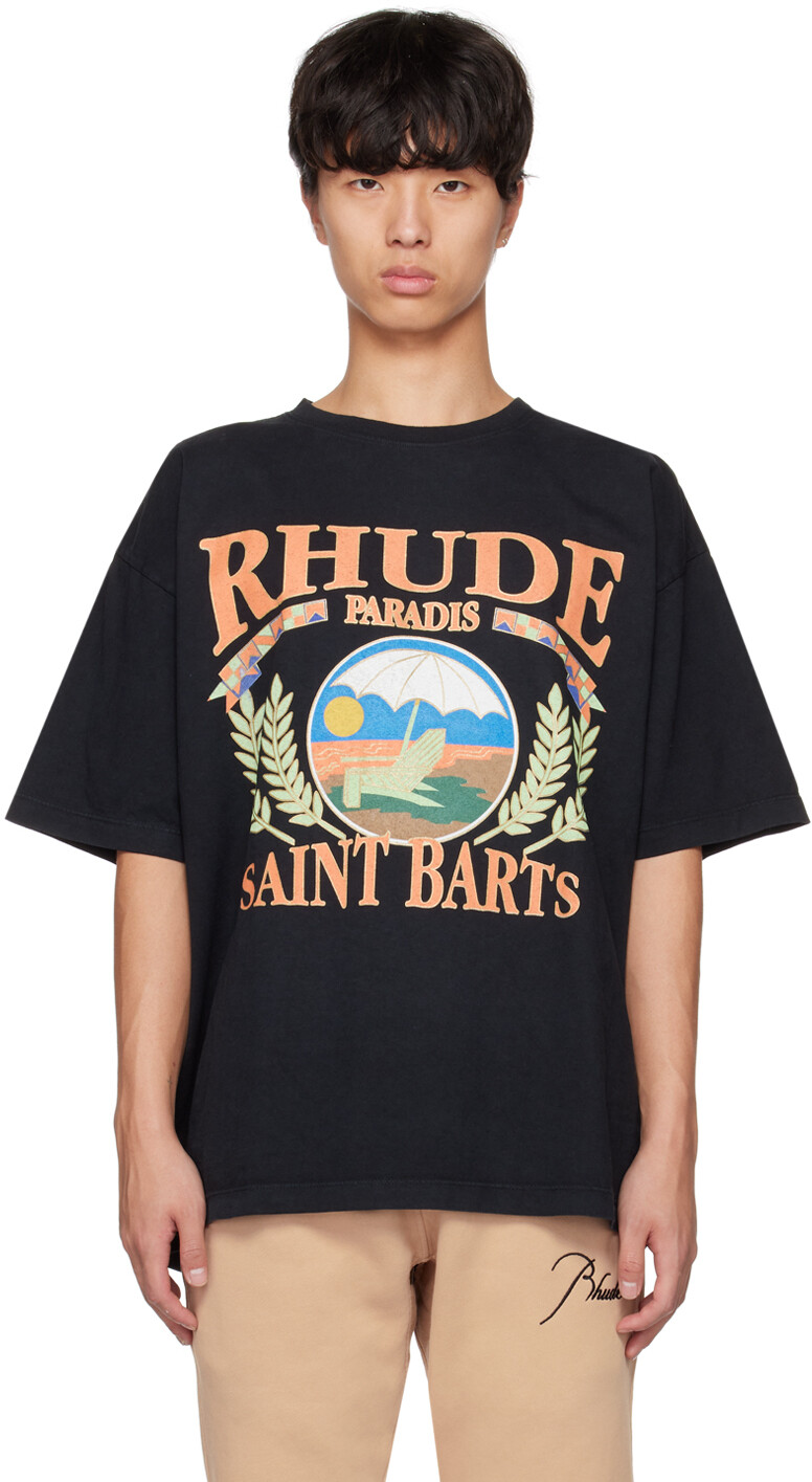 

Черная футболка с рисунком Rhude