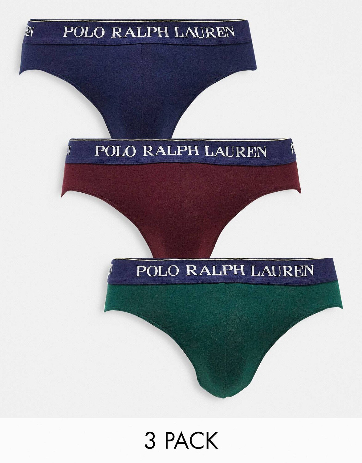 

Комплект из 3 трусов Polo Ralph Lauren темно-синего/бордового/зеленого цвета с поясом с контрастным логотипом