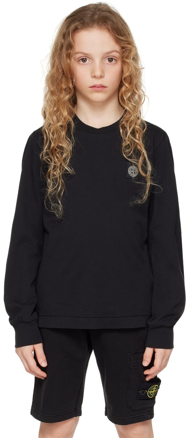 

Детская черная футболка с длинными рукавами и нашивками Stone Island Junior, Черный, Детская черная футболка с длинными рукавами и нашивками Stone Island Junior
