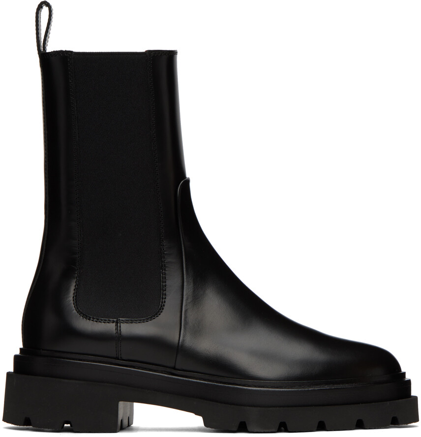 

Черные кожаные армейские ботинки Santoni