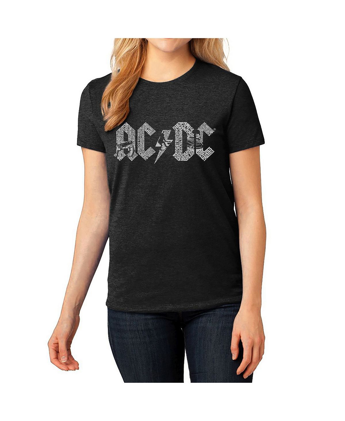 Женская футболка ac/dc premium blend word art LA Pop Art, черный