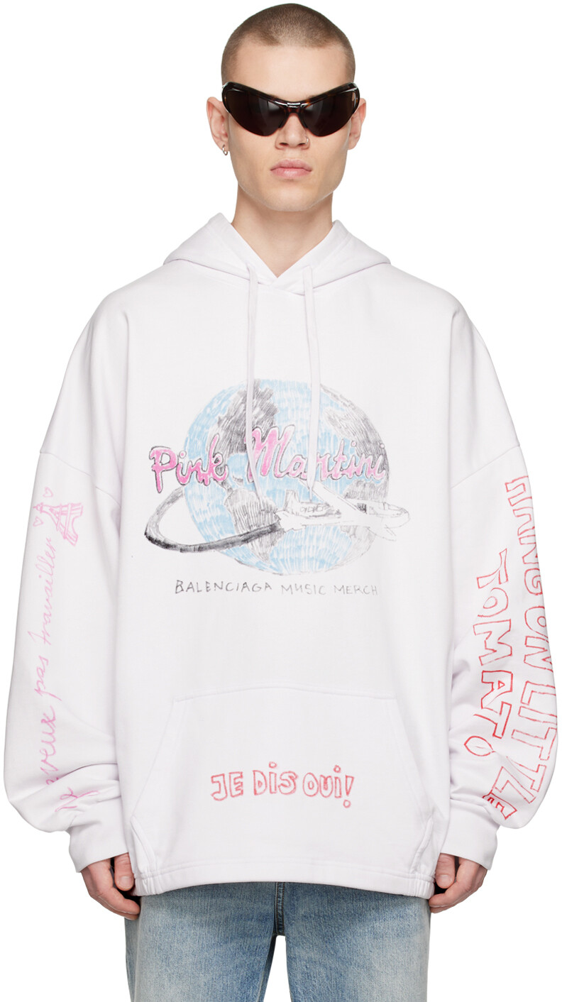 

Бело-розовая худи Martini Edition Balenciaga, Розовый