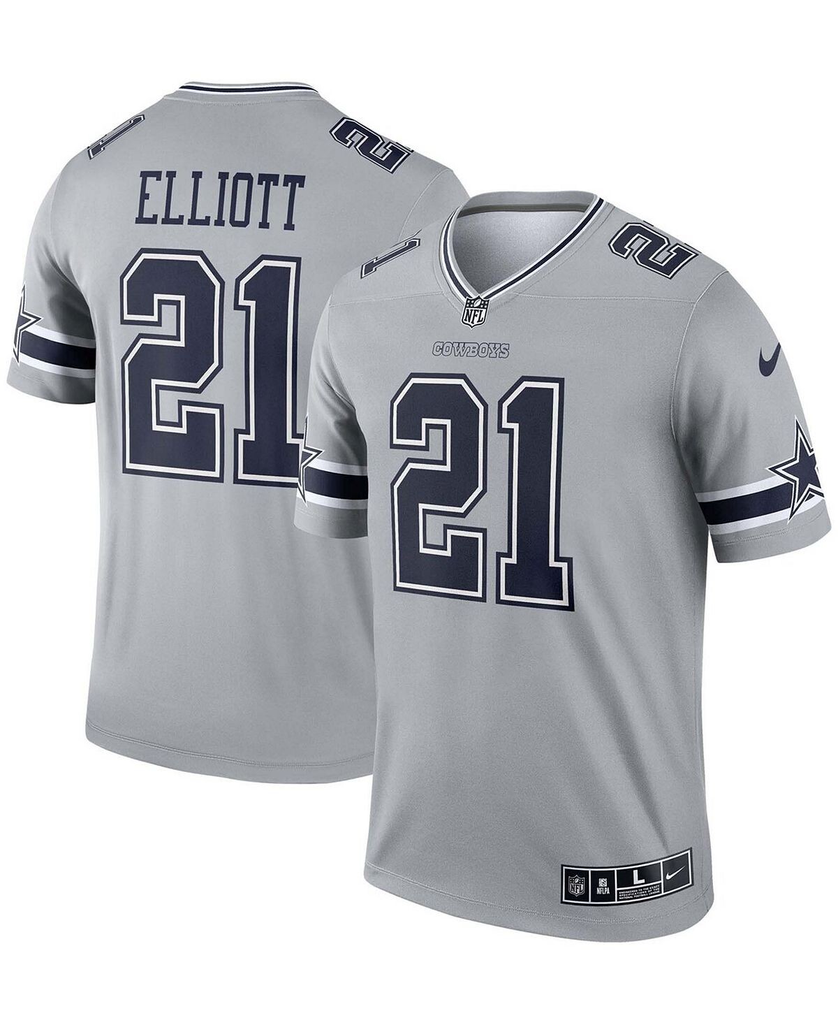 

Мужская футболка ezekiel elliott silver dallas cowboys с перевернутой легендой Nike, серебряный