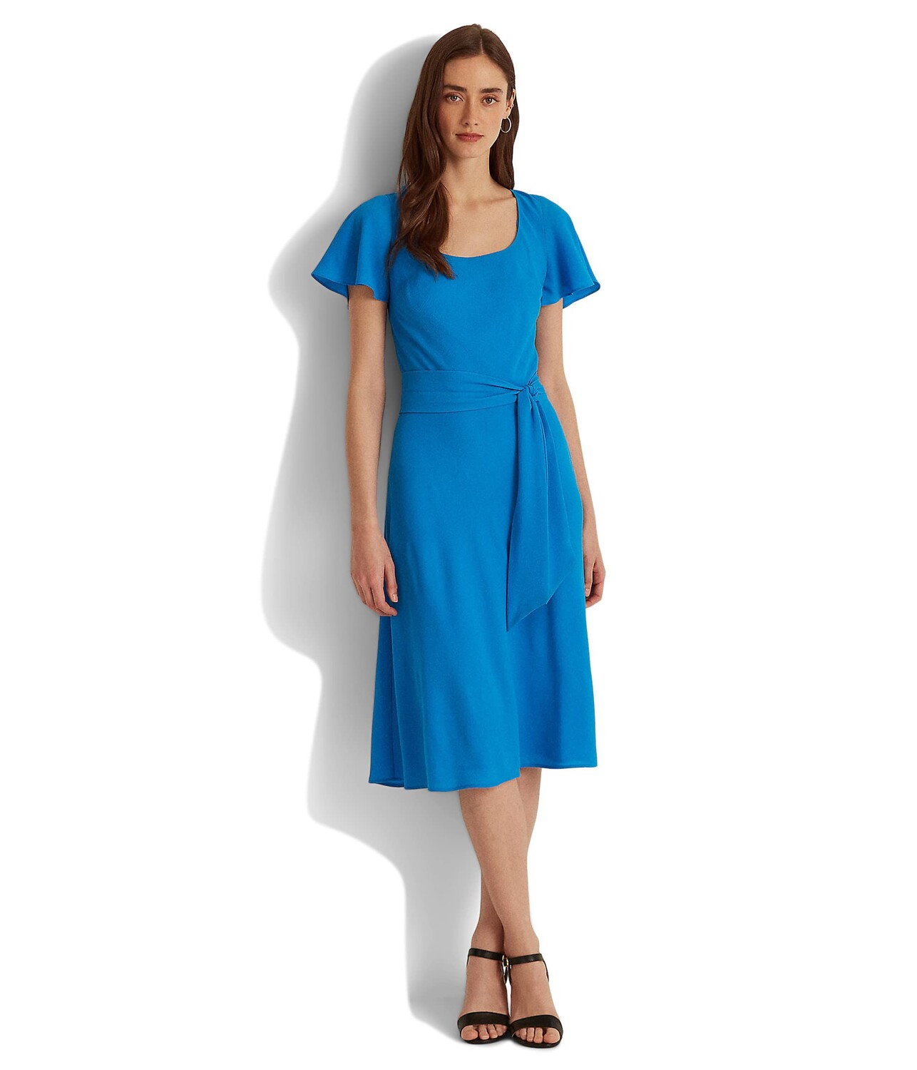 

Платье LAUREN Ralph Lauren, Belted Crepe Flutter-Sleeve Dress