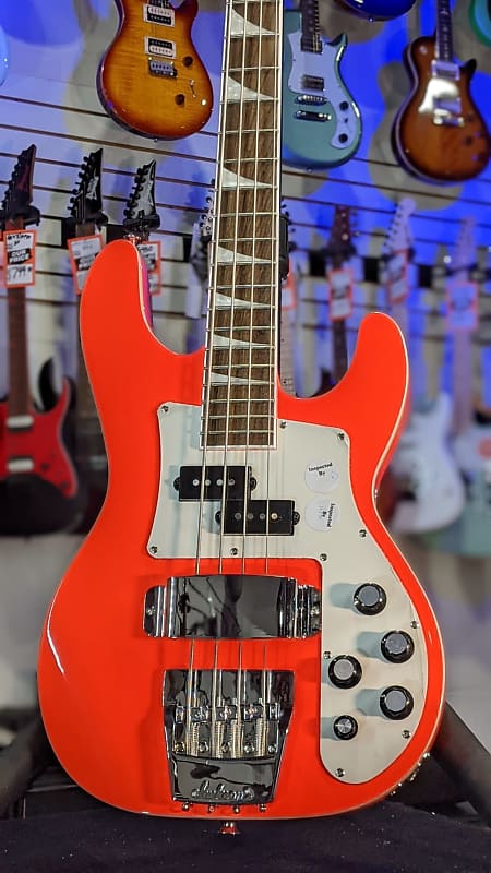 Бас-гитара серии Jackson X CBXNT DX IV 340 X, красный/белый