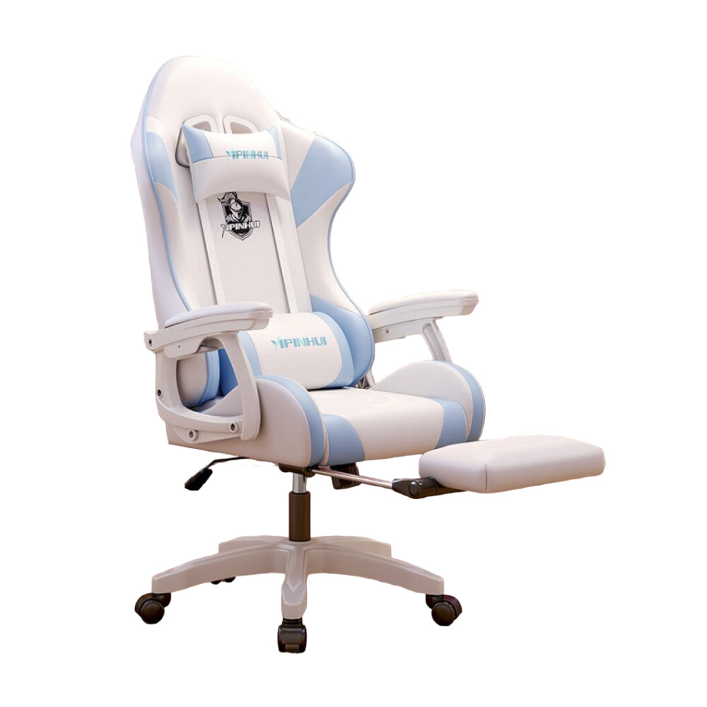 

Игровое кресло Yipinhui DJ-06, 3 Gen, нейлон, подставка для ног, белый/синий