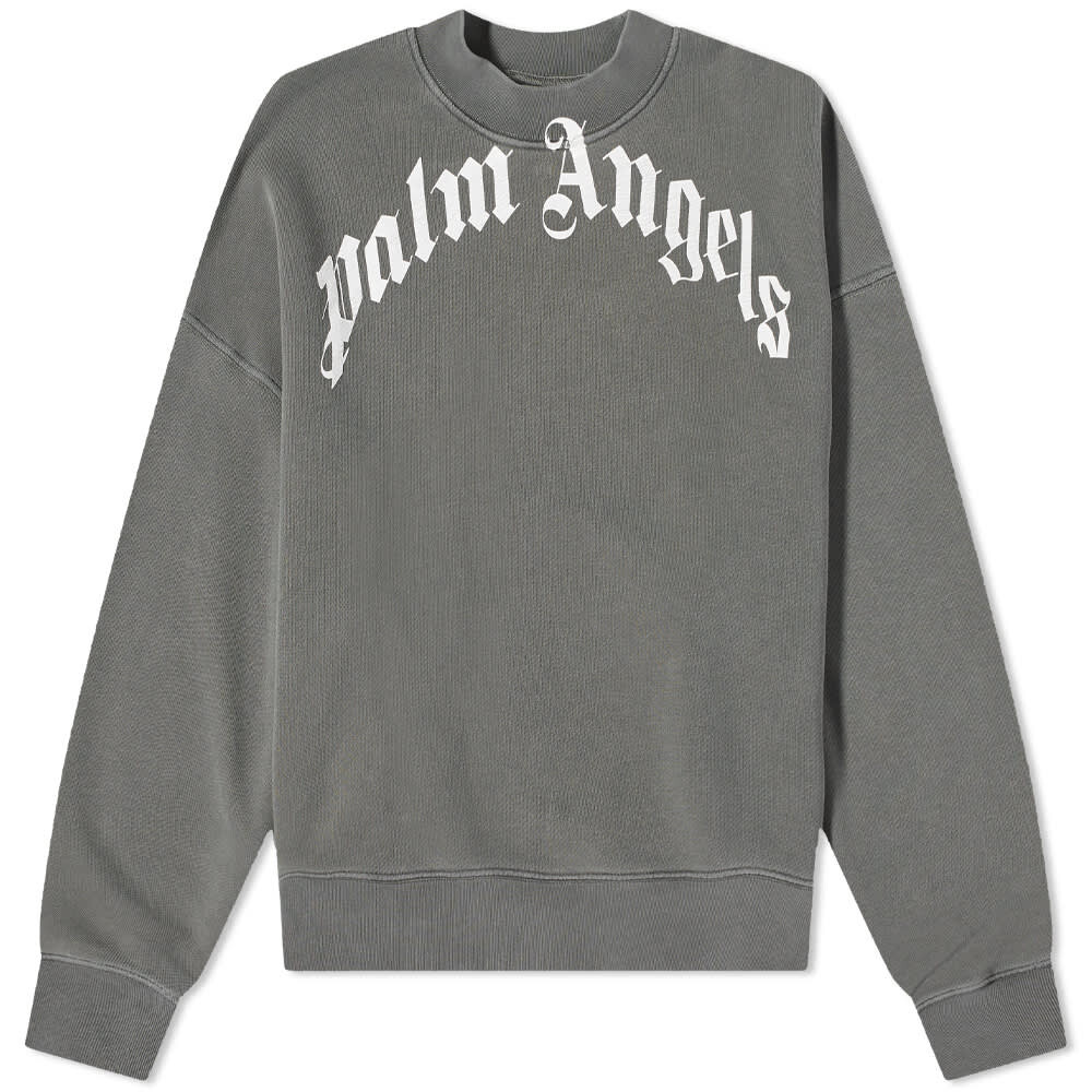 

Толстовка Palm Angels Garment Dyed Curved Logo Crew Sweat, Серый