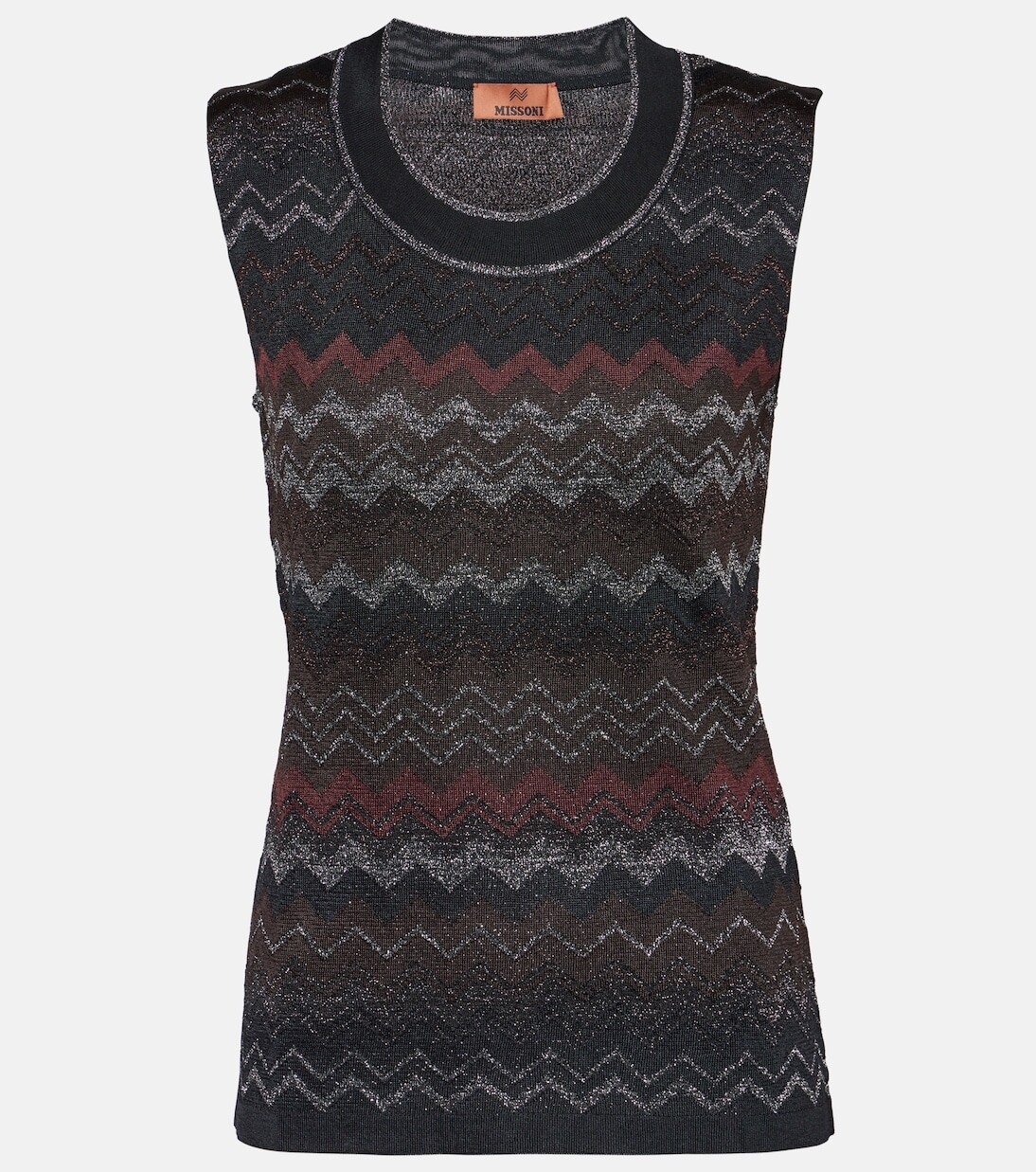 

Топ без рукавов металлизированной вязки с зигзагом Missoni, мультиколор