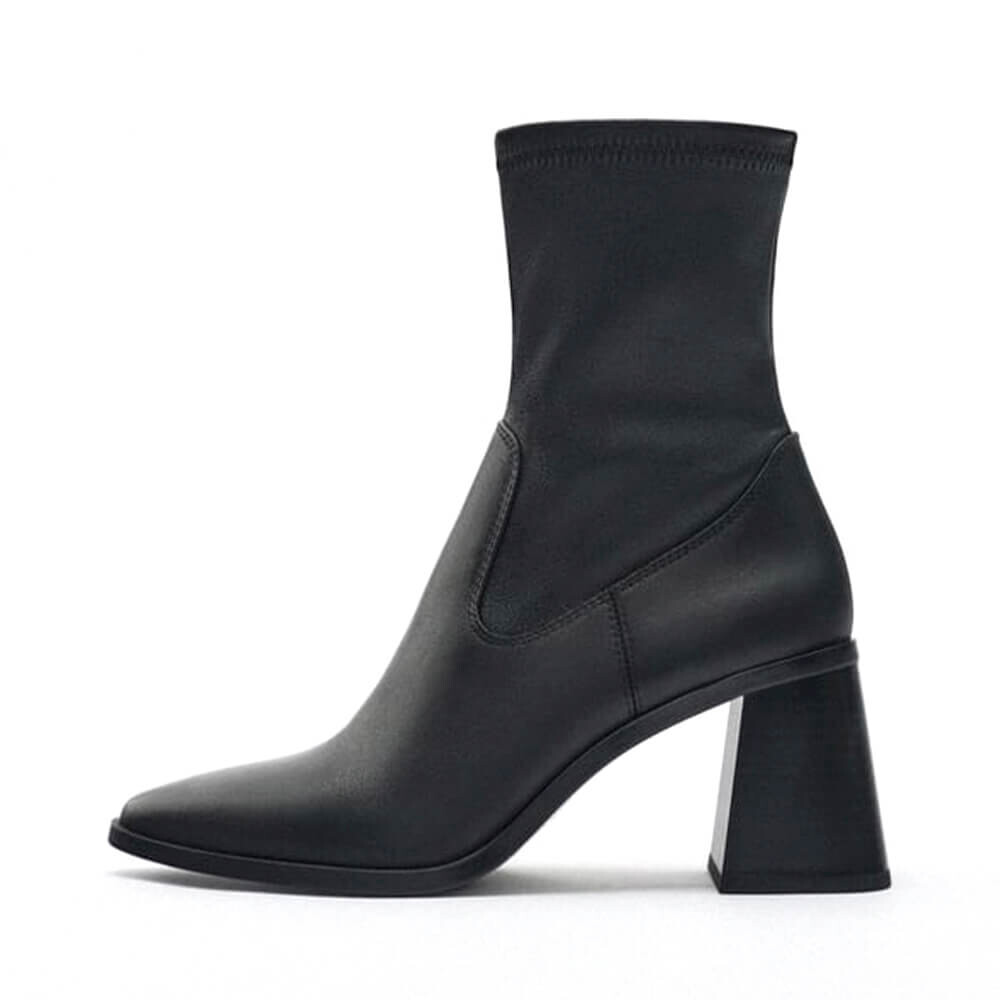 

Ботильоны Zara Leather Heeled Ankle, чёрный