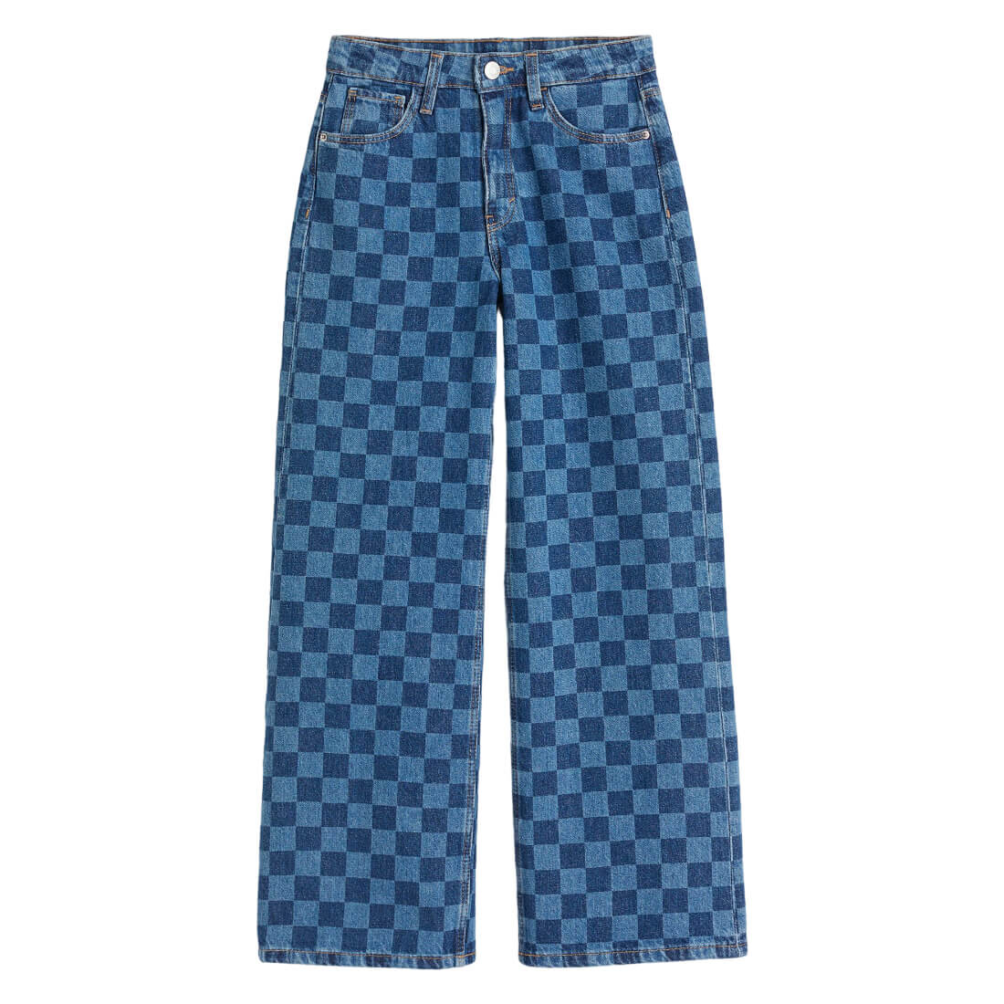 

Джинсы H&M Checked Wide High, голубой/синий