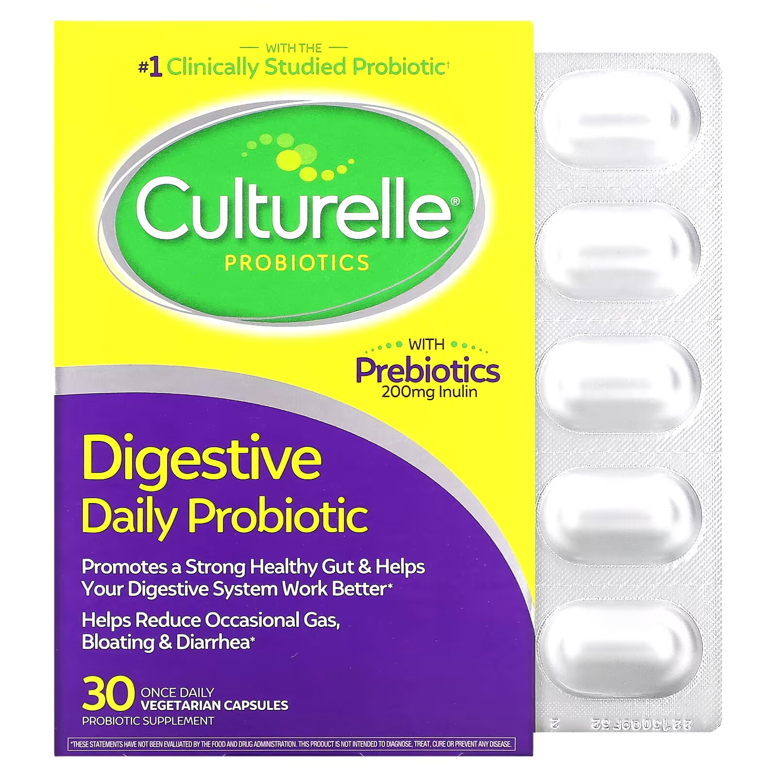 Culturelle, пробиотики, ежедневный пробиотик для пищеварения, 10 миллиардов КОЕ, 30 вегетарианских капсул для приема один раз в день пробиотик для пищеварения culturelle 30 вегетарианских капсул