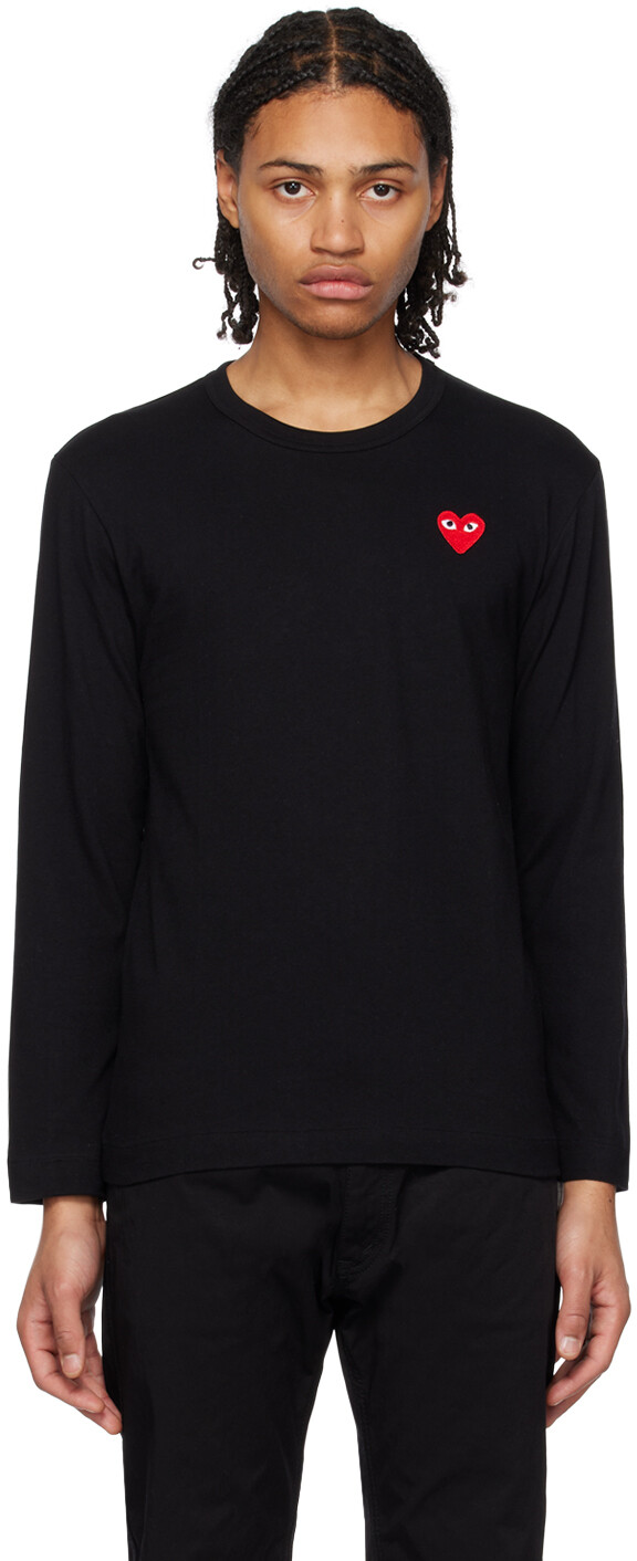 

Черная футболка с длинным рукавом с сердечками Comme des Garçons Play