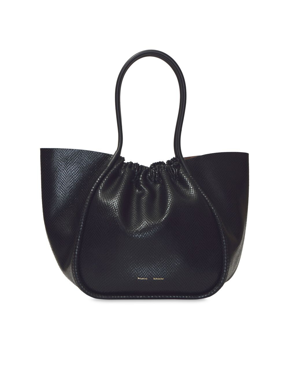 

Сумка-тоут XL из кожи с тиснением под питона и сборками Proenza Schouler, черный