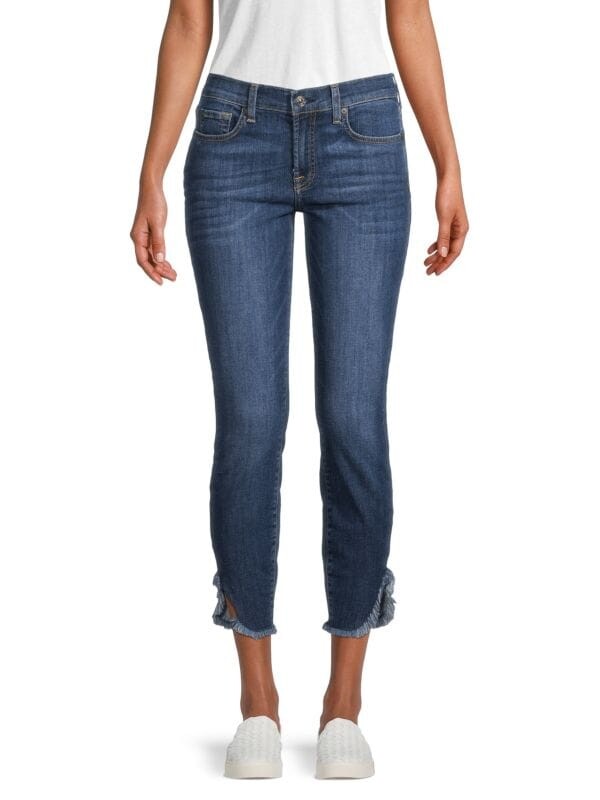 

Джинсы до Щиколотки 7 For All Mankind Gwen Tulip с бахромой, sienna