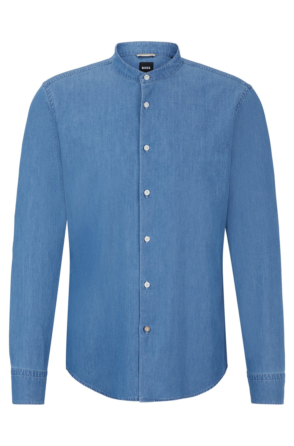 

Рубашка Boss Casual-fit In Cotton Denim With Stand Collar, синий
