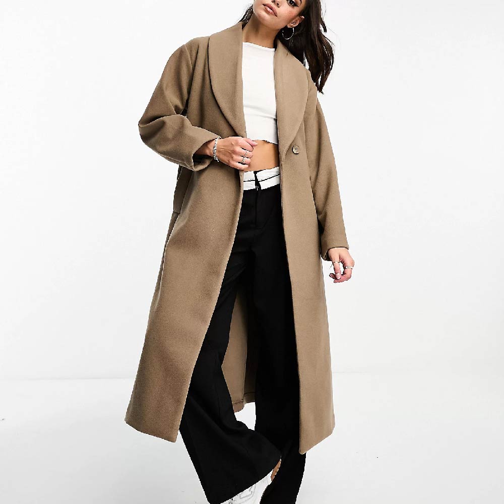 Пальто Monki belted oversized, светло-коричневый боди темно серое на 3 6 месяцев