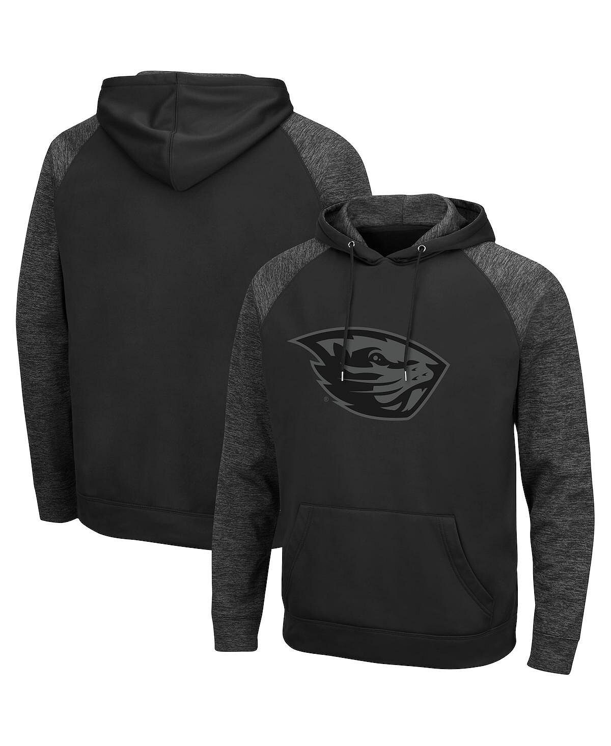 

Мужская черная толстовка с капюшоном реглан в тонах oregon state beavers blackout 3.0 Colosseum, черный