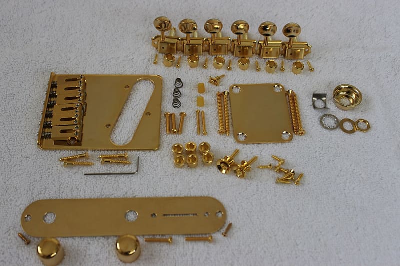 Полный комплект оборудования Fender/Gotoh Telecaster Gold с тюнерами - GTC202 6-седельный бридж-телефон TB-0030-002 6-Saddle Telecaster Bridge Assembly (Gold)