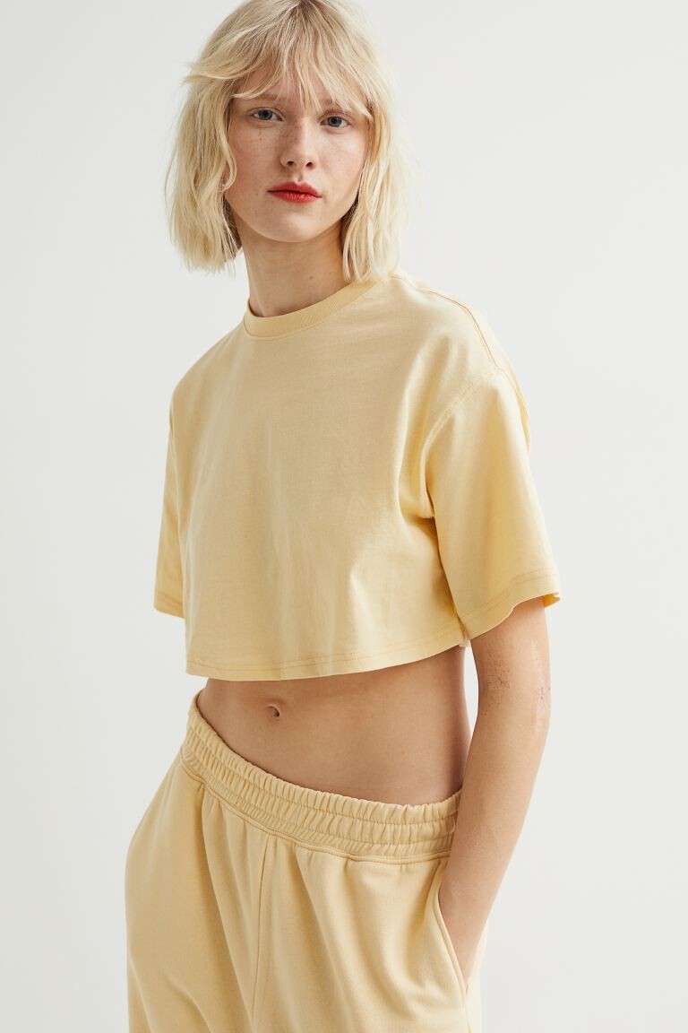 

Короткая футболка H&M, светло-желтого