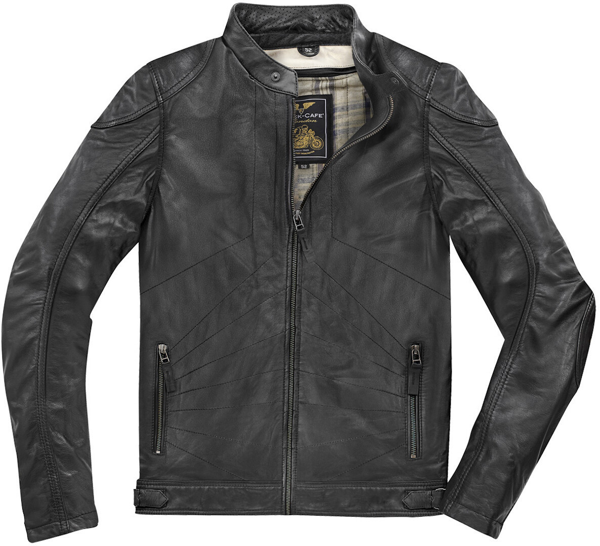 Мотоциклетная кожаная куртка Black-Cafe London Atlanta с хлопковой подкладкой, черный кожаная куртка inache размер m черный