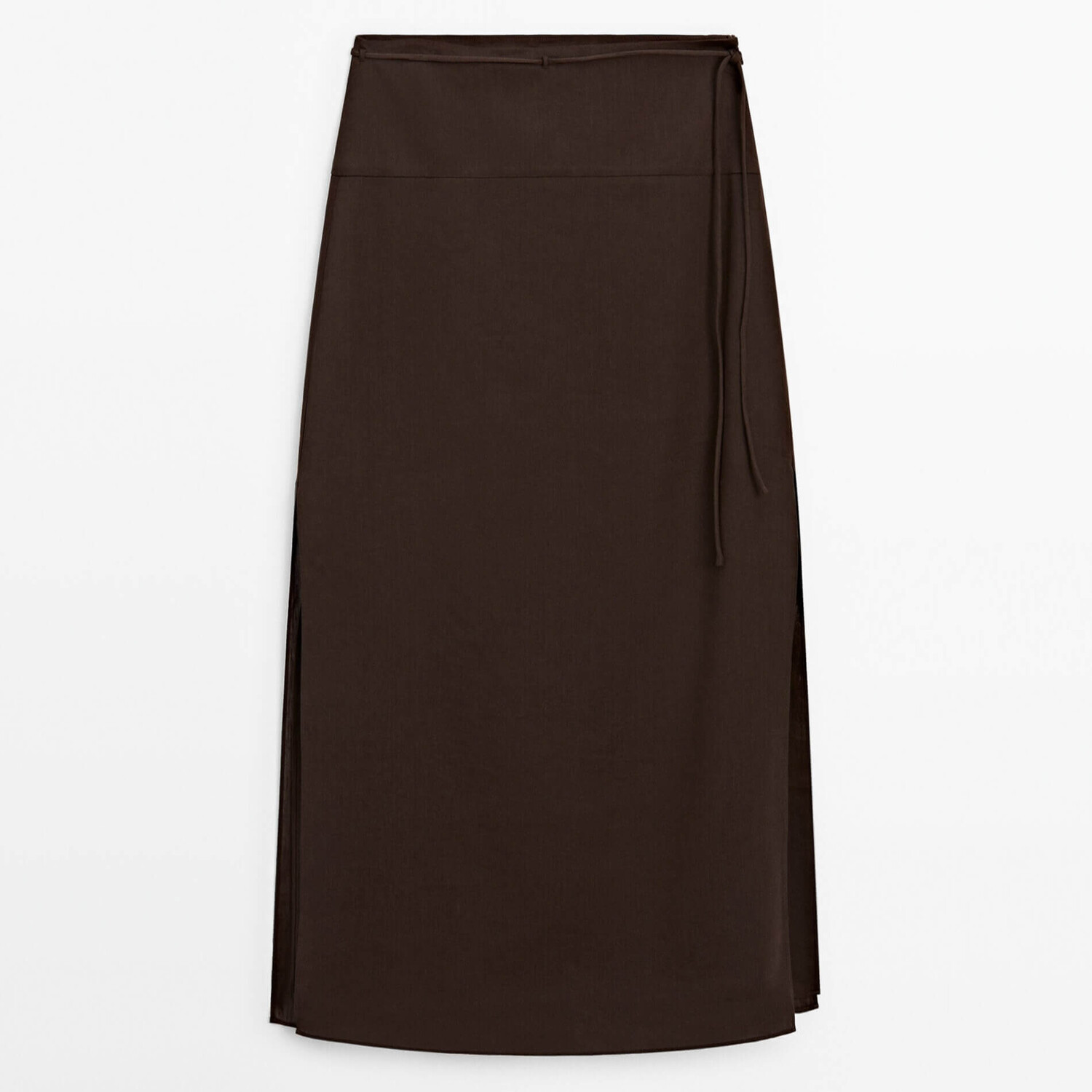 

Юбка-миди Massimo Dutti Drawstring Detail, темно-коричневый