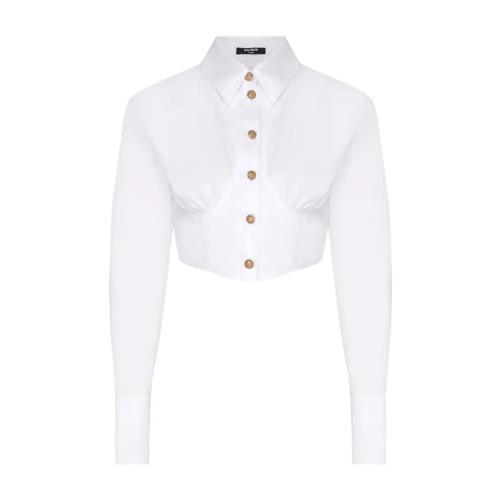 

Укороченная рубашка Balmain Cotton, белый
