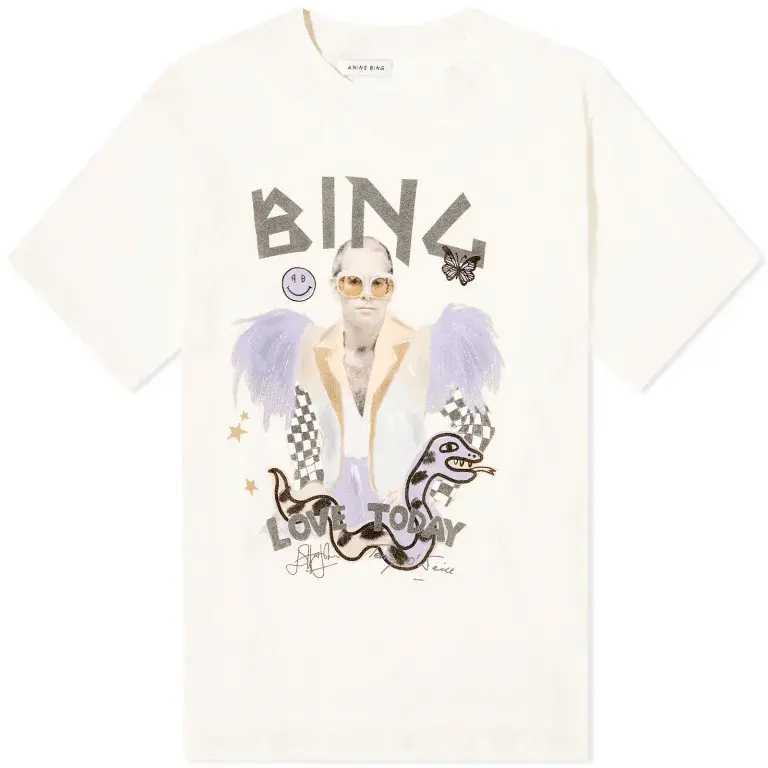 

Футболка Anine Bing Elton John Logo Lili, кремовый, Бежевый