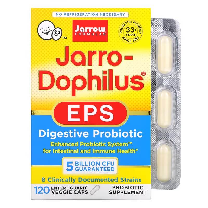 Jarro-Dophilus EPS пробиотик Jarrow Formulas, 120 капсул jarrow formulas jarro dophilus вагинальный пробиотик для женщин 10 млрд кое 60 растительных капсул enteroguard