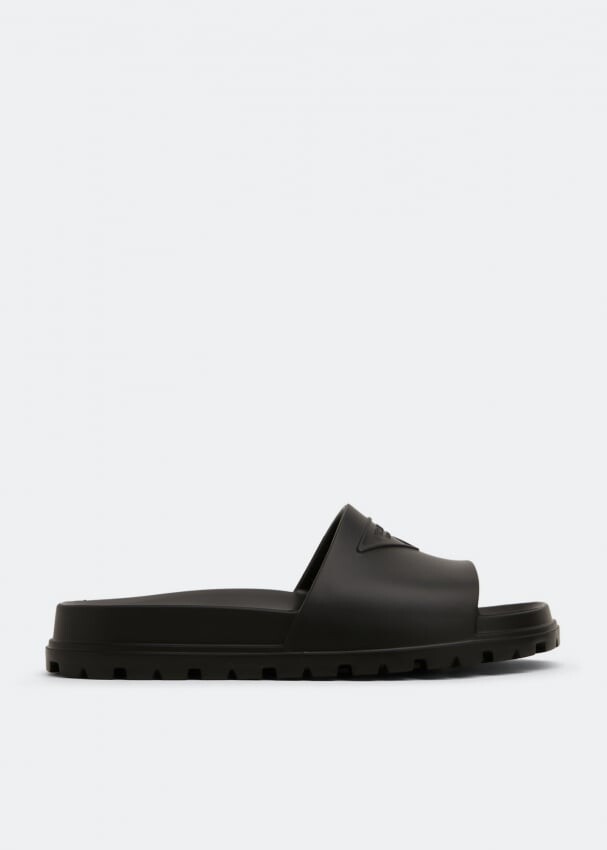 

Шлепанцы PRADA Rubber slides, черный