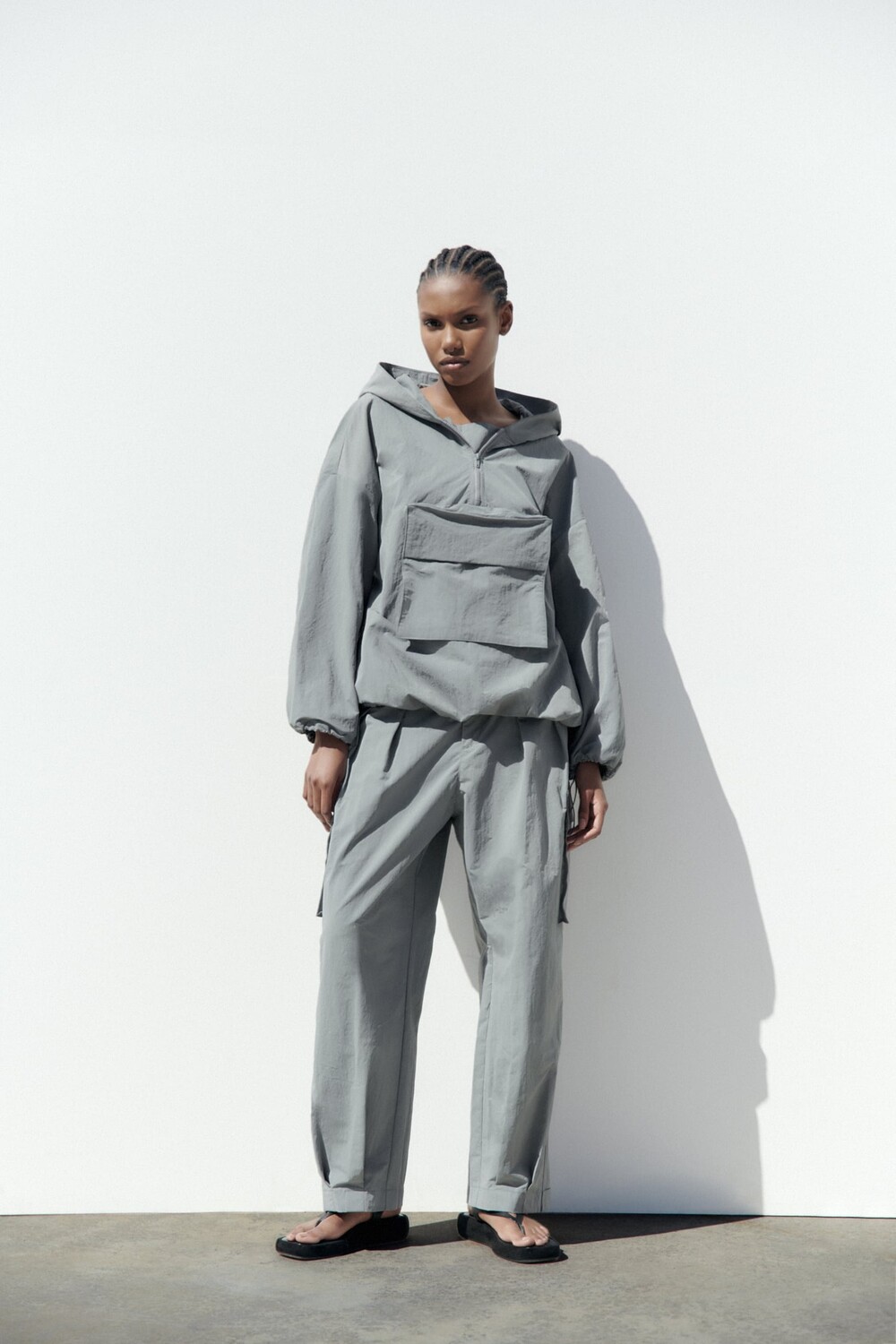 

Куртка-анорак из нейлона ZARA, серо-голубой
