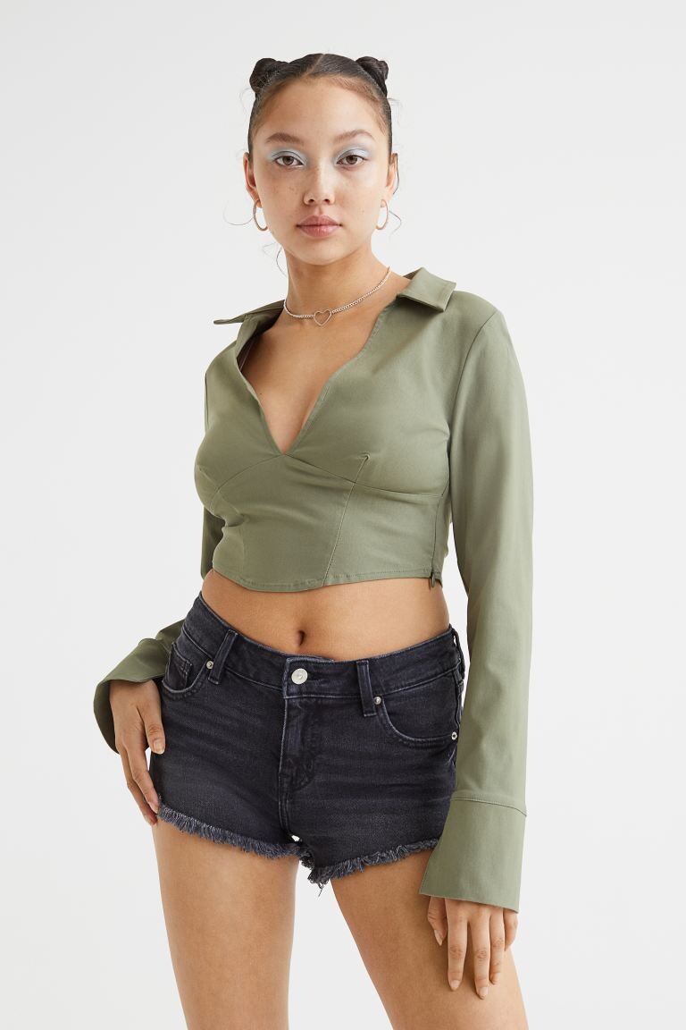 

Джинсовые шорты с заниженной талией H&M, темно-серый