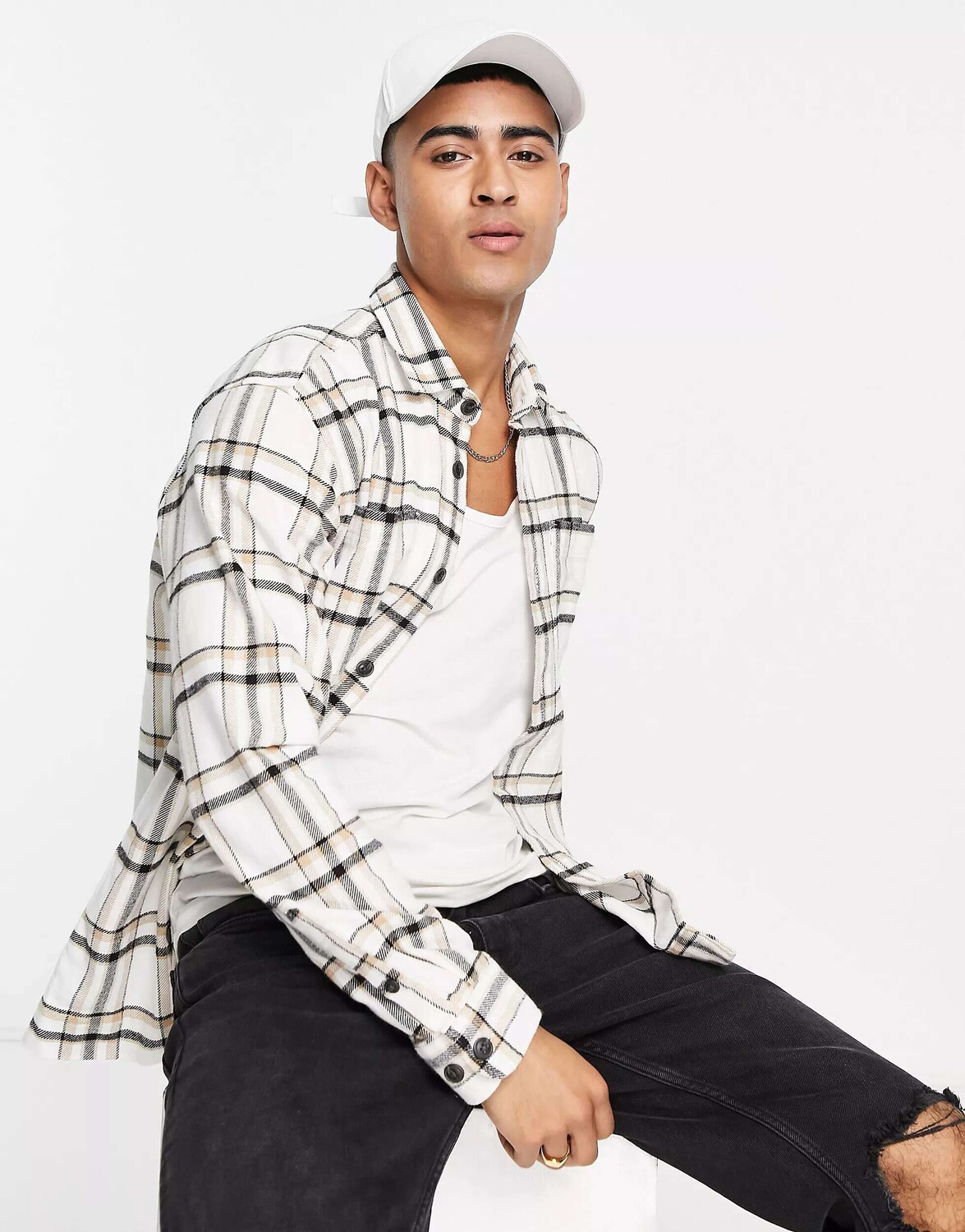 

Бежевая рубашка в клетку Jack & Jones Premium