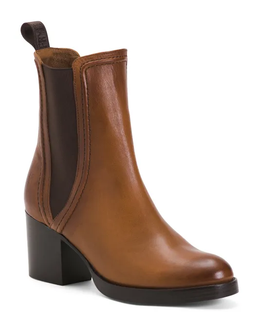 

Кожаные джинсовые ботильоны челси Frye, цвет Caramel