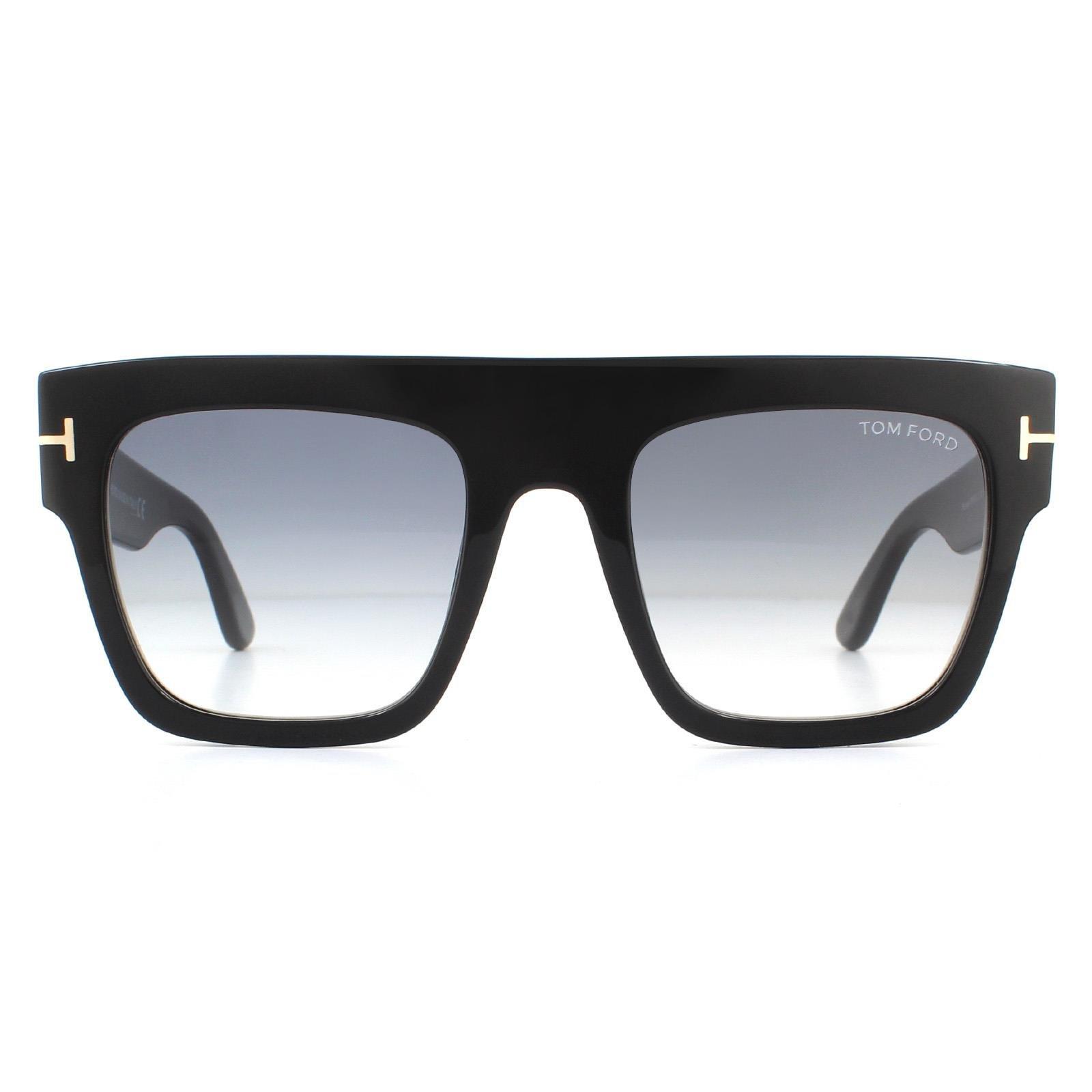 Квадратные блестящие черные серые дымчатые солнцезащитные очки с градиентом Tom Ford, черный