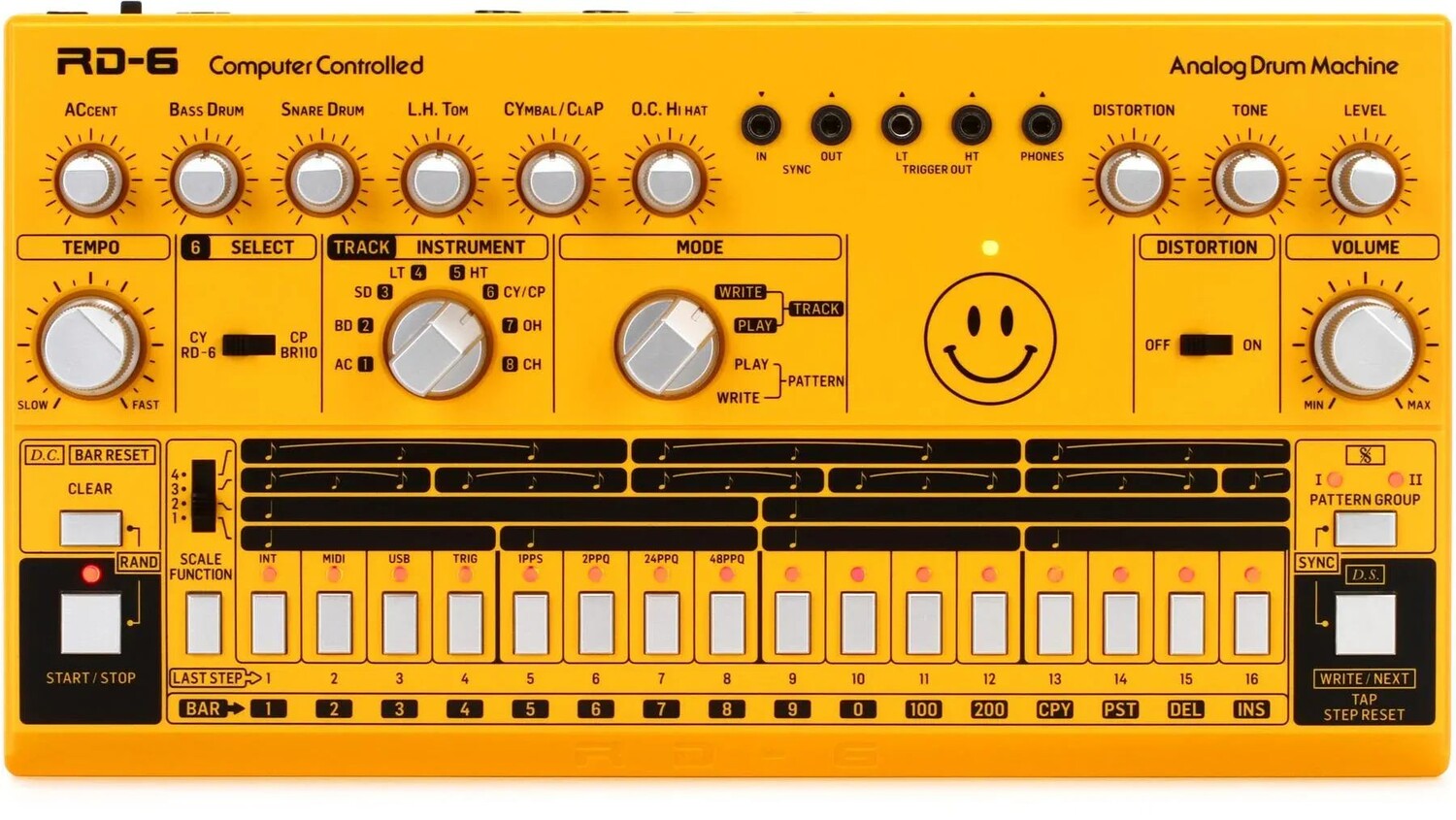 

Аналоговая драм-машина Behringer RD-6-AM — желтая