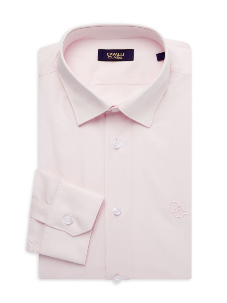 Классическая рубашка узкого кроя с логотипом Cavalli Class By Roberto Cavalli, розовый платок roberto cavalli 50х53 см розовый