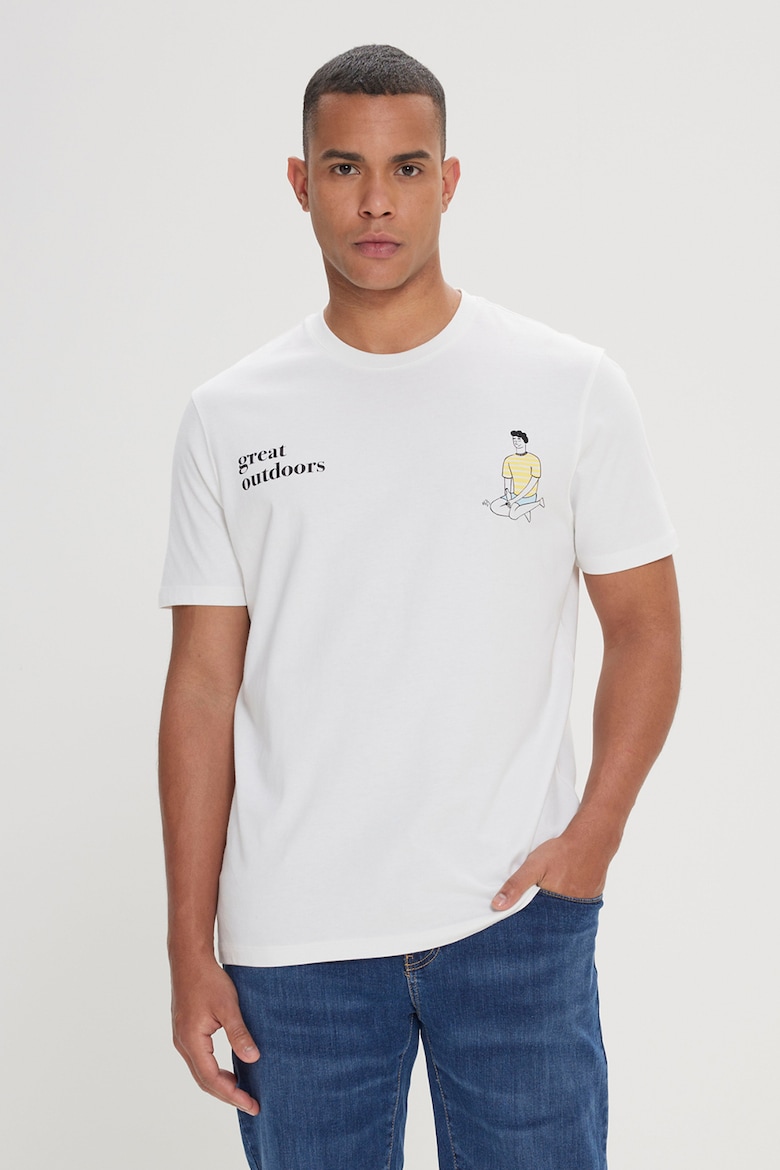Хлопковая футболка с фигурным принтом Ac&Co, белый