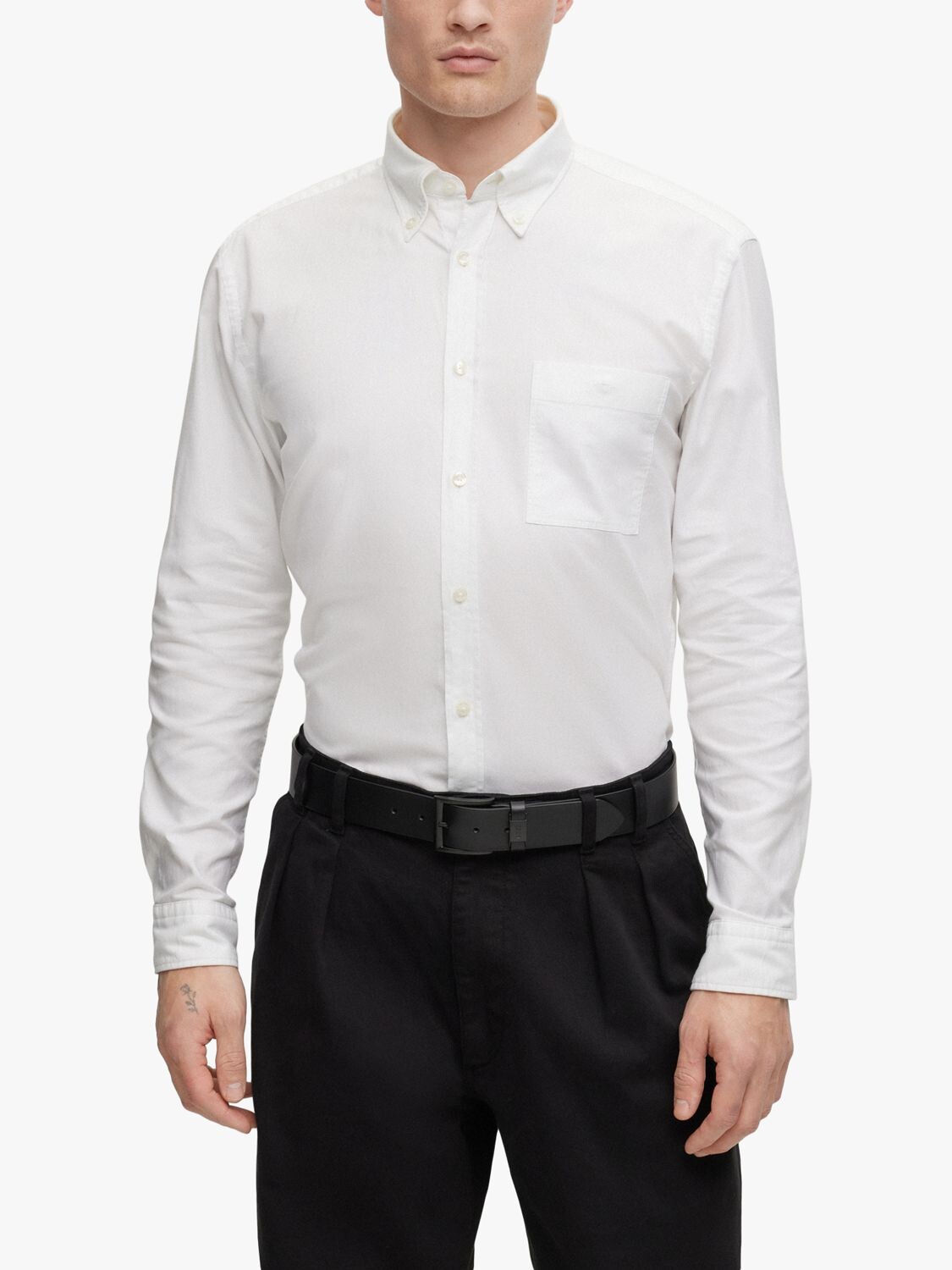 

BOSS Roan Slim Fit Рубашка с длинным рукавом, пательный синий, белый