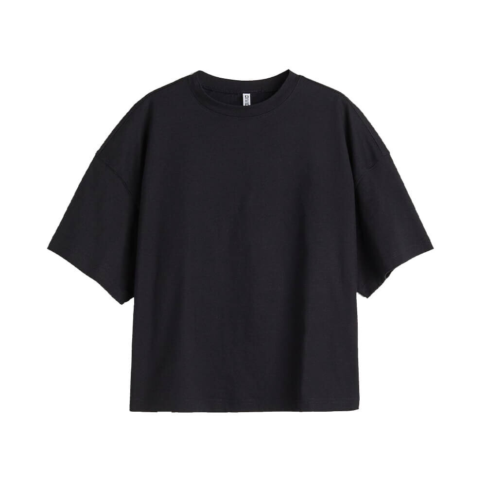 

Футболка H&M Boxy, чёрный, Черный