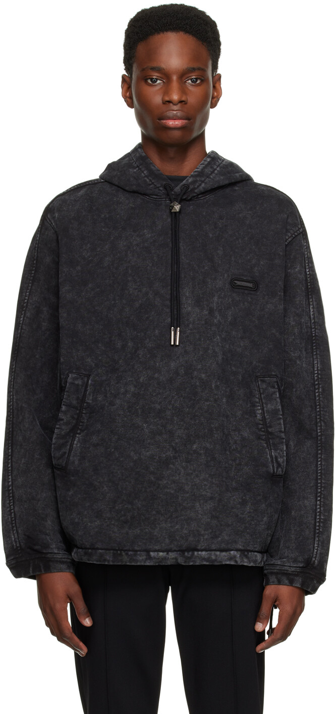 

Черный худи с эффектом потертости Solid Homme