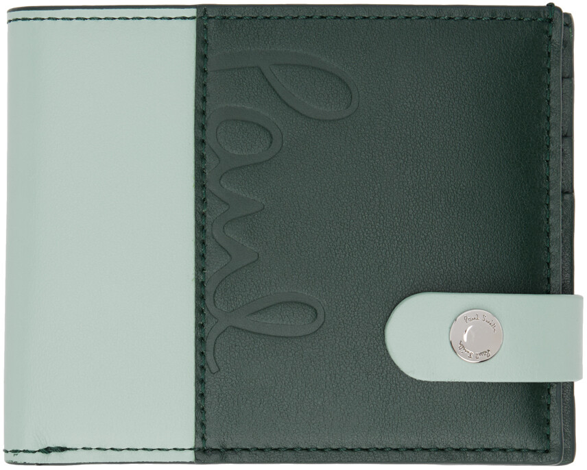 

Зелено-синий кошелек с тиснением Paul Smith