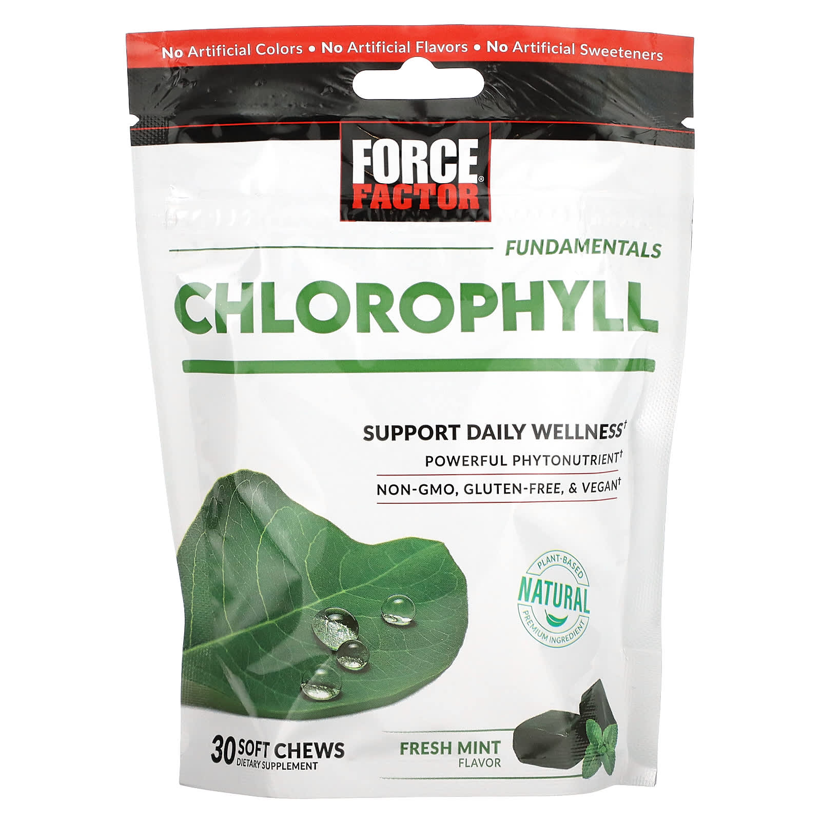 Хлорофилл Force Factor, свежая мята, 30 жевательных таблеток sunny green хлорофилл 90 таблеток