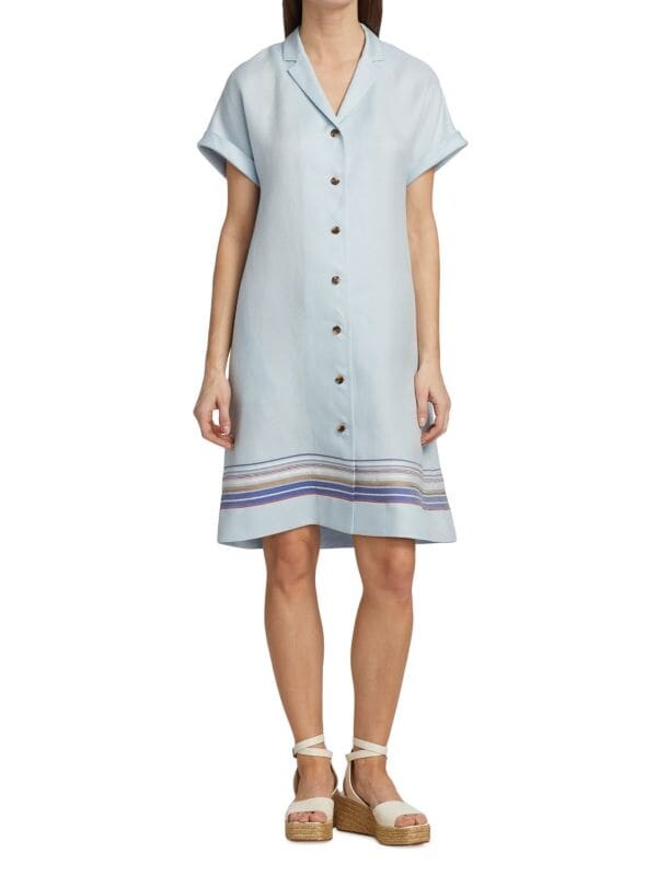 

Платье-рубашка sawyer в полоску Lafayette 148 New York Blue mist