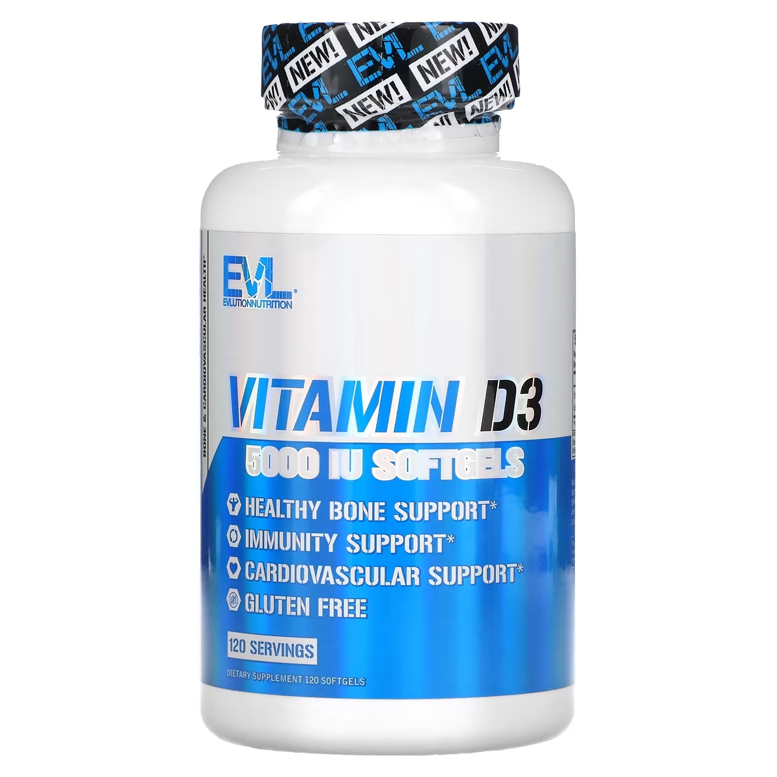 Витамин D3 EVLution Nutrition, 120 мягких таблеток evlution nutrition витамин d3 5000 ме 120 мягких таблеток