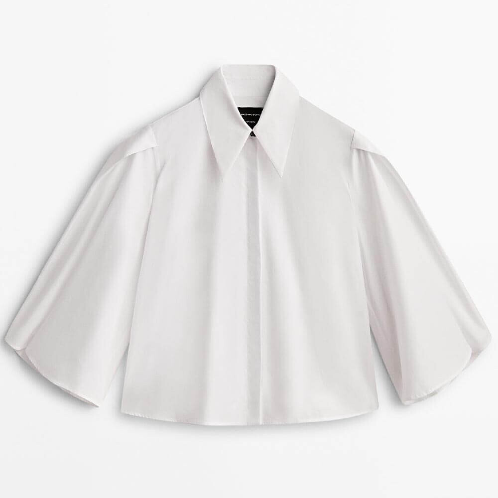 

Рубашка-накидка Massimo Dutti Poplin Cape, белый